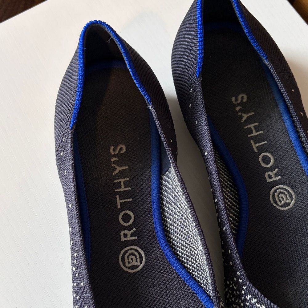 Rothy's Black Gray  and Silver Pointed Knit Flats Sz.9.5 - Picture 2 of 4